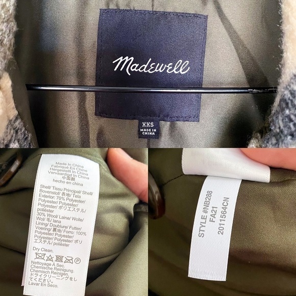 Madewell Shirt-Jacket Belrose Shacket Fuzzy Check Fall Maran Plaid XXS EUC - Picture 3 of 14